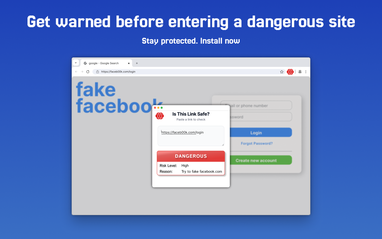 Dangerous Site Warning Alert